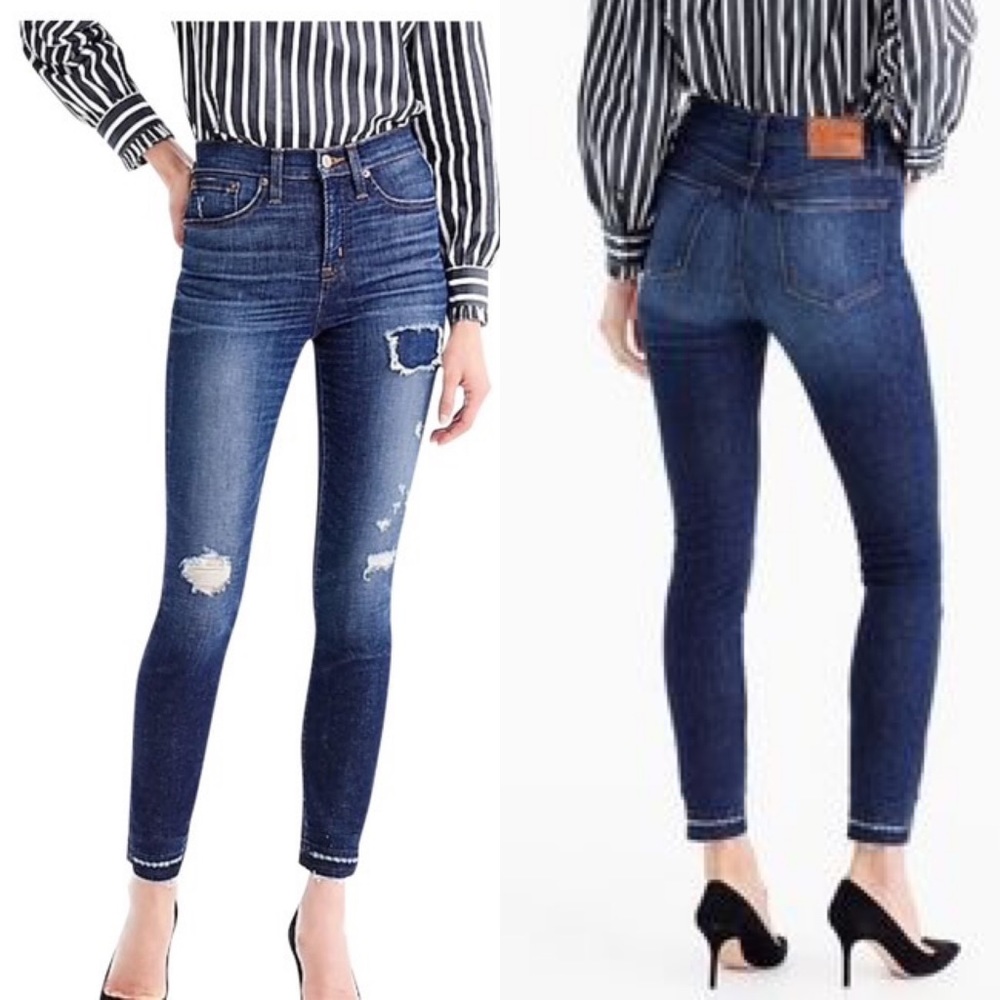 J. Crew Lassiter Distressed High Rise Skinny Jeans